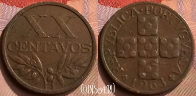 Португалия 20 сентаво 1963 года, KM# 584, 418-093
