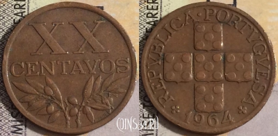 Португалия 20 сентаво 1964 года, KM# 584, 051-063