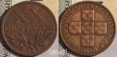 Португалия 20 сентаво 1964 года, KM# 584, 051-065