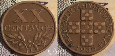 Португалия 20 сентаво 1965 года, KM# 584, 051-066