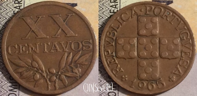 Португалия 20 сентаво 1965 года, KM# 584, 051-073