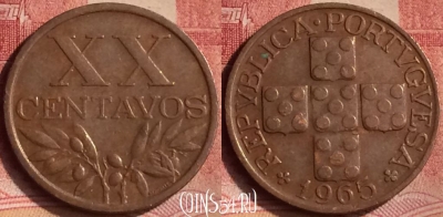 Португалия 20 сентаво 1965 года, KM# 584, 119m-112