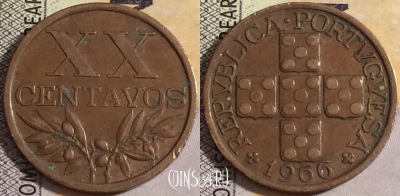 Португалия 20 сентаво 1966 года, KM# 584, 051-077
