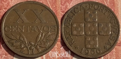 Португалия 20 сентаво 1966 года, KM# 584, 408p-085