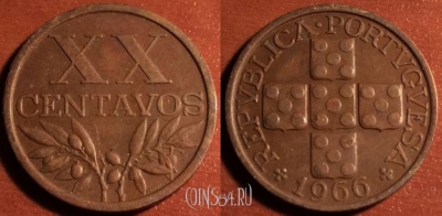 Португалия 20 сентаво 1966 года, KM# 584, 53-158