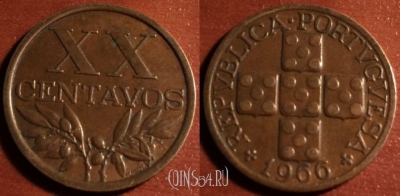 Португалия 20 сентаво 1966 года, KM# 584, 53-164