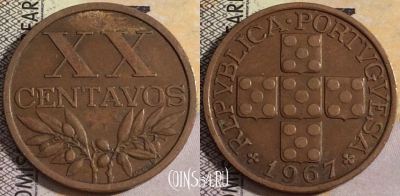 Португалия 20 сентаво 1967 года, KM# 584, 051-083