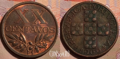 Португалия 20 сентаво 1969 года, KM# 584, 195b-127
