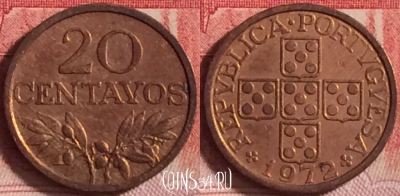 Португалия 20 сентаво 1972 года, KM# 595, 203j-113