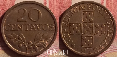 Португалия 20 сентаво 1972 года, KM# 595, 210j-054