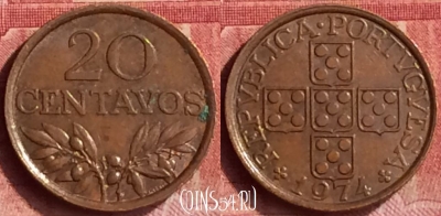 Португалия 20 сентаво 1974 года, KM# 595, 295l-100