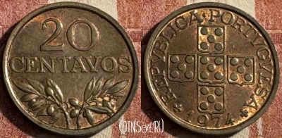 Португалия 20 сентаво 1974 года, KM# 595, s448s-059