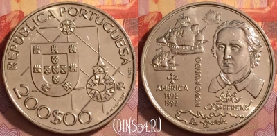 Португалия 200 эскудо 1992 года, KM# 660, UNC, 203l-145
