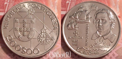 Португалия 200 эскудо 1992 года, KM# 660, UNC, 263j-017