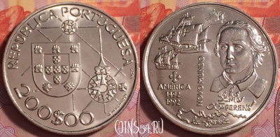 Португалия 200 эскудо 1992 года, KM# 660, UNC, 379j-147