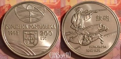 Португалия 200 эскудо 1993 года, KM# 666, UNC, 202l-147