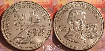 Португалия 200 эскудо 1994 года, KM# 670, UNC, 202l-152