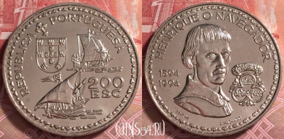 Португалия 200 эскудо 1994 года, KM# 670, UNC, 260j-029