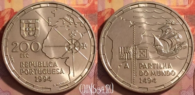 Португалия 200 эскудо 1994 года, KM# 672, UNC, 202l-150