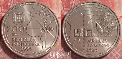 Португалия 200 эскудо 1994 года, KM# 672, UNC, 266j-120