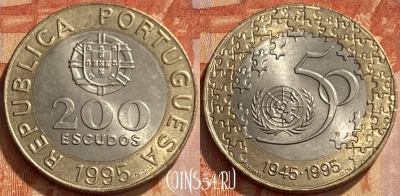 Португалия 200 эскудо 1995 года, KM# 679, 461q-409 ♛