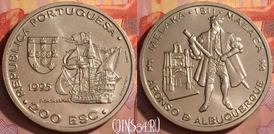 Португалия 200 эскудо 1995 года, KM# 681, UNC, 204l-155