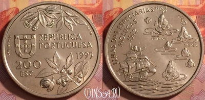 Португалия 200 эскудо 1995 года, KM# 682, UNC, 203l-147