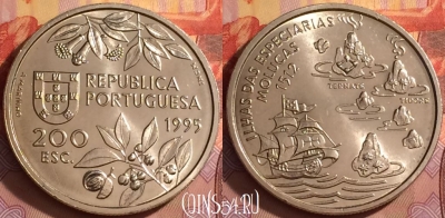 Португалия 200 эскудо 1995 года, KM# 682, UNC, 204l-152