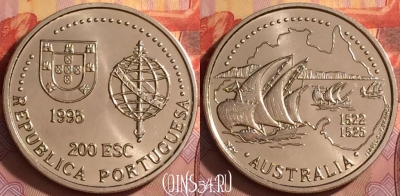 Португалия 200 эскудо 1995 года, KM# 684, UNC, 204l-150