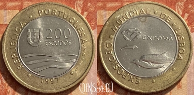 Португалия 200 эскудо 1997 года, KM# 694, 461q-405 ♛