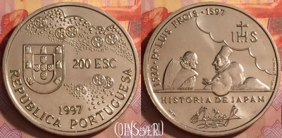 Португалия 200 эскудо 1997 года, KM# 698, UNC, 204l-146 ♛