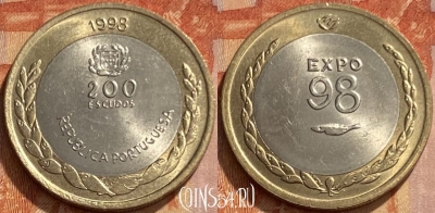 Португалия 200 эскудо 1998 года, KM# 706, 461q-407 ♛