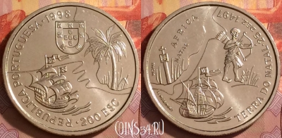 Португалия 200 эскудо 1998 года, KM# 710, UNC, 203l-154