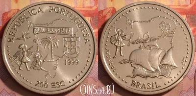 Португалия 200 эскудо 1999 года, KM# 718, UNC, 203l-149