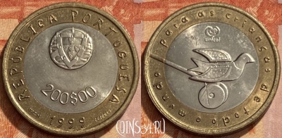 Португалия 200 эскудо 1999 года, KM# 720, 461q-408 ♛
