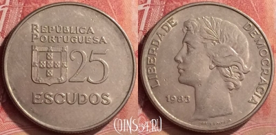 Португалия 25 эскудо 1983 года, KM# 607a, 052l-113