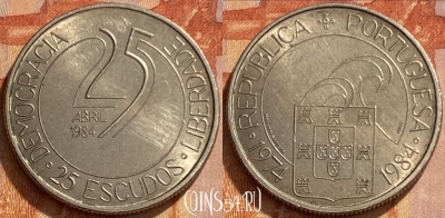 Португалия 25 эскудо 1984 года, KM# 623, 461q-397 ♛