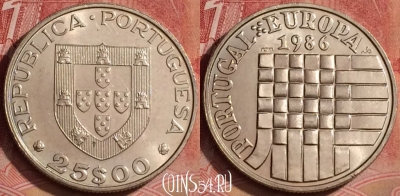 Португалия 25 эскудо 1986 года, KM# 635, 078l-093