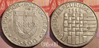Португалия 25 эскудо 1986 года, KM# 635, 149a-059