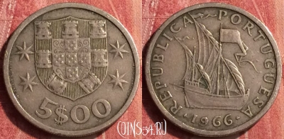 Португалия 5 эскудо 1966 года, KM# 591, 407-095