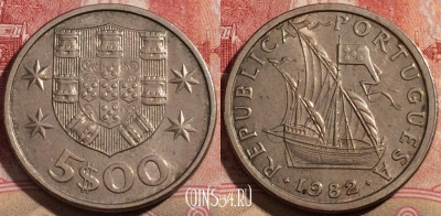 Португалия 5 эскудо 1982 года, KM# 591, 214-072