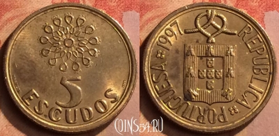 Португалия 5 эскудо 1997 года, KM# 632, 126n-106