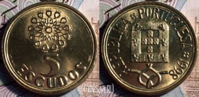 Португалия 5 эскудо 1998 года, KM# 632, 051-064