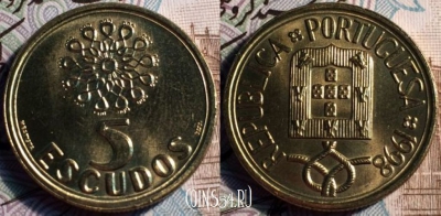 Португалия 5 эскудо 1998 года, KM# 632, 051-063
