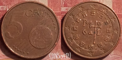 Португалия 5 евроцентов 2002 года, KM# 742, 260l-106