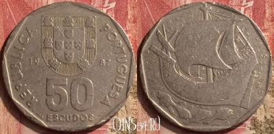 Португалия 50 эскудо 1987 года, KM# 636, 050n-165