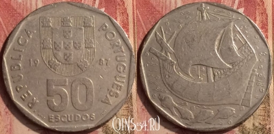 Португалия 50 эскудо 1987 года, KM# 636, 062n-090