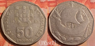 Португалия 50 эскудо 1987 года, KM# 636, 141n-131