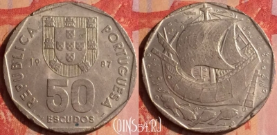 Португалия 50 эскудо 1987 года, KM# 636, 436-139