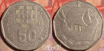 Португалия 50 эскудо 1987 года, KM# 636, 446-104